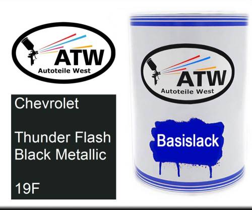 Chevrolet, Thunder Flash Black Metallic, 19F: 500ml Lackdose, von ATW Autoteile West.